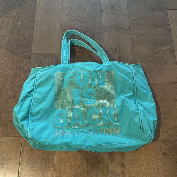 Juicy Couture Handbags - Juicy Couture Y2K Green Rhinestone Juicy Logo Tote Bag